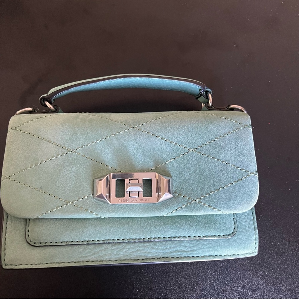 Rebecca Minkoff green suede leather handbag